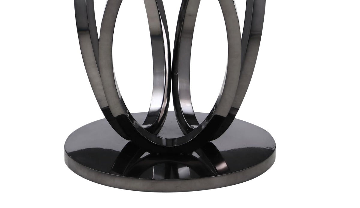 Chintaly Evelyn Glass Top Dining Table with 3-Ring Steel Base