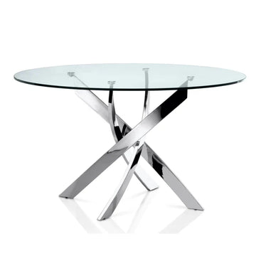 Fabiano 51 ¼″ Modern Round Dining Table – Glass Top