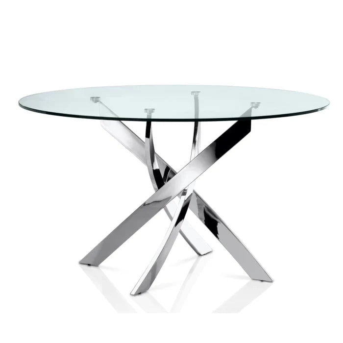 Fabiano 51 ¼″ Modern Round Dining Table – Glass Top