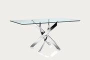 Fabio rectangular dining table with glass top