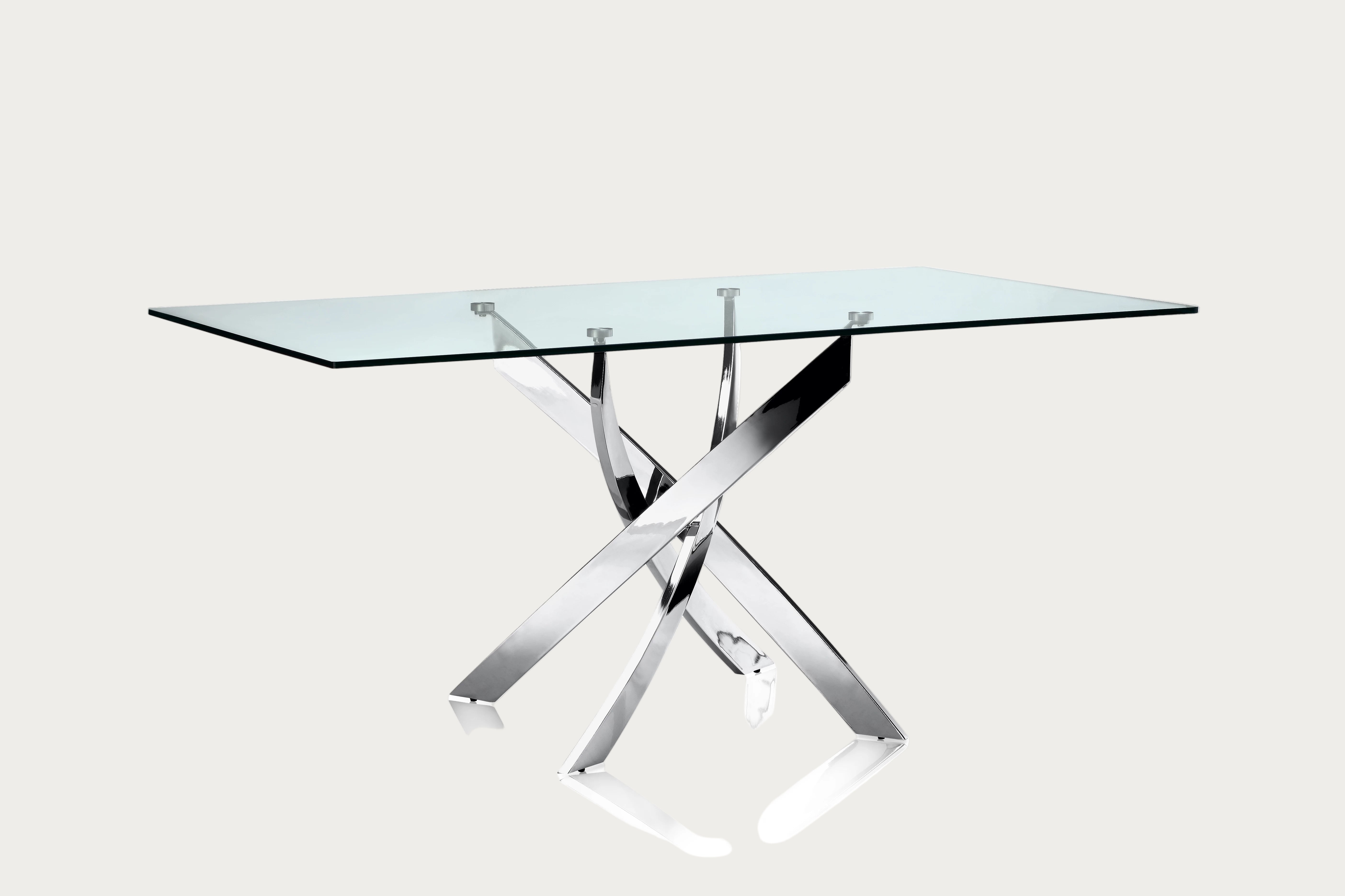 Fabio rectangular dining table with glass top