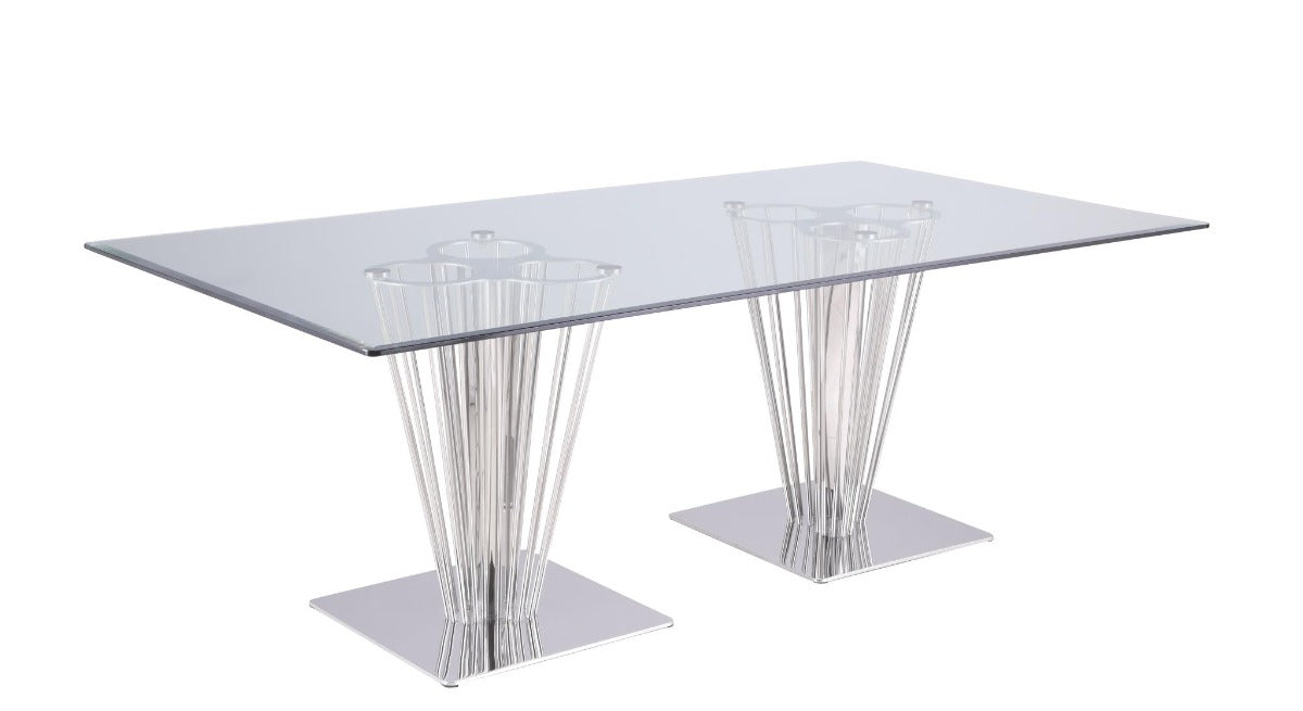 Chintaly Fernanda Rectangular Dining Table with Glass Top
