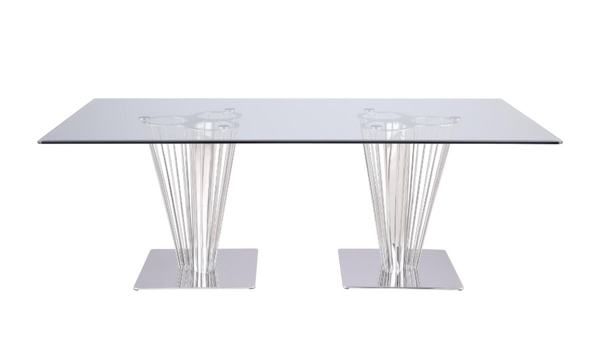 Chintaly Fernanda Rectangular Dining Table with Glass Top