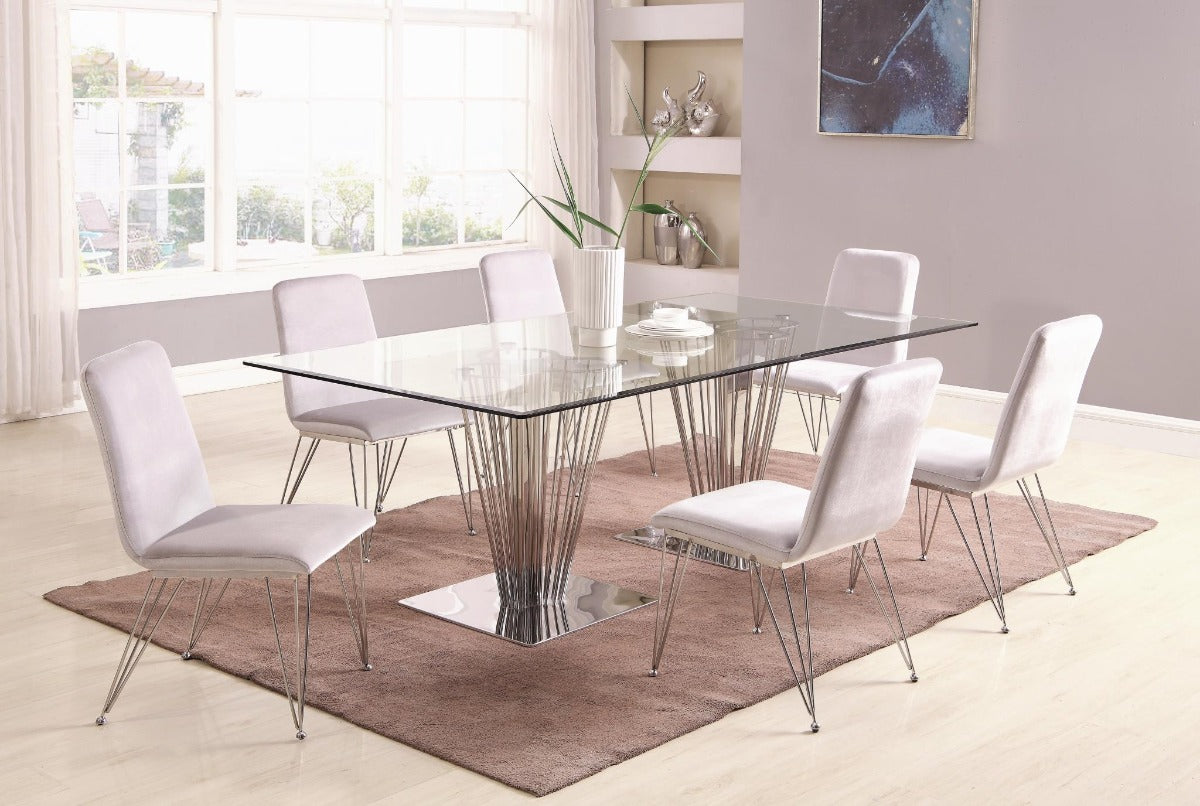 Chintaly Fernanda Rectangular Dining Table with Glass Top