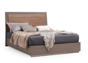 ALF Fifth Avenue Queen Bed – Italian Modern Design in Brushing Beige High Gloss and Walnut Finish