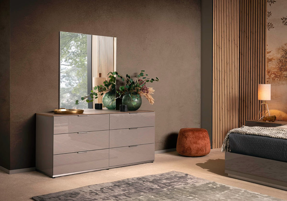 ALF Fifth Avenue 6-Drawer Dresser – Modern Italian Storage in Termocotto Oak Finish