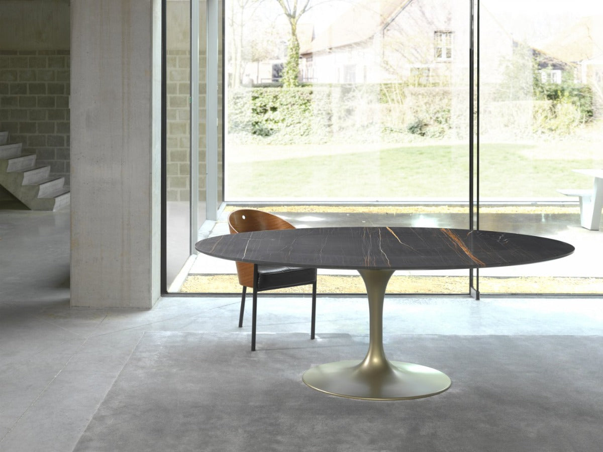 Stone International Flute Oval Dining Table