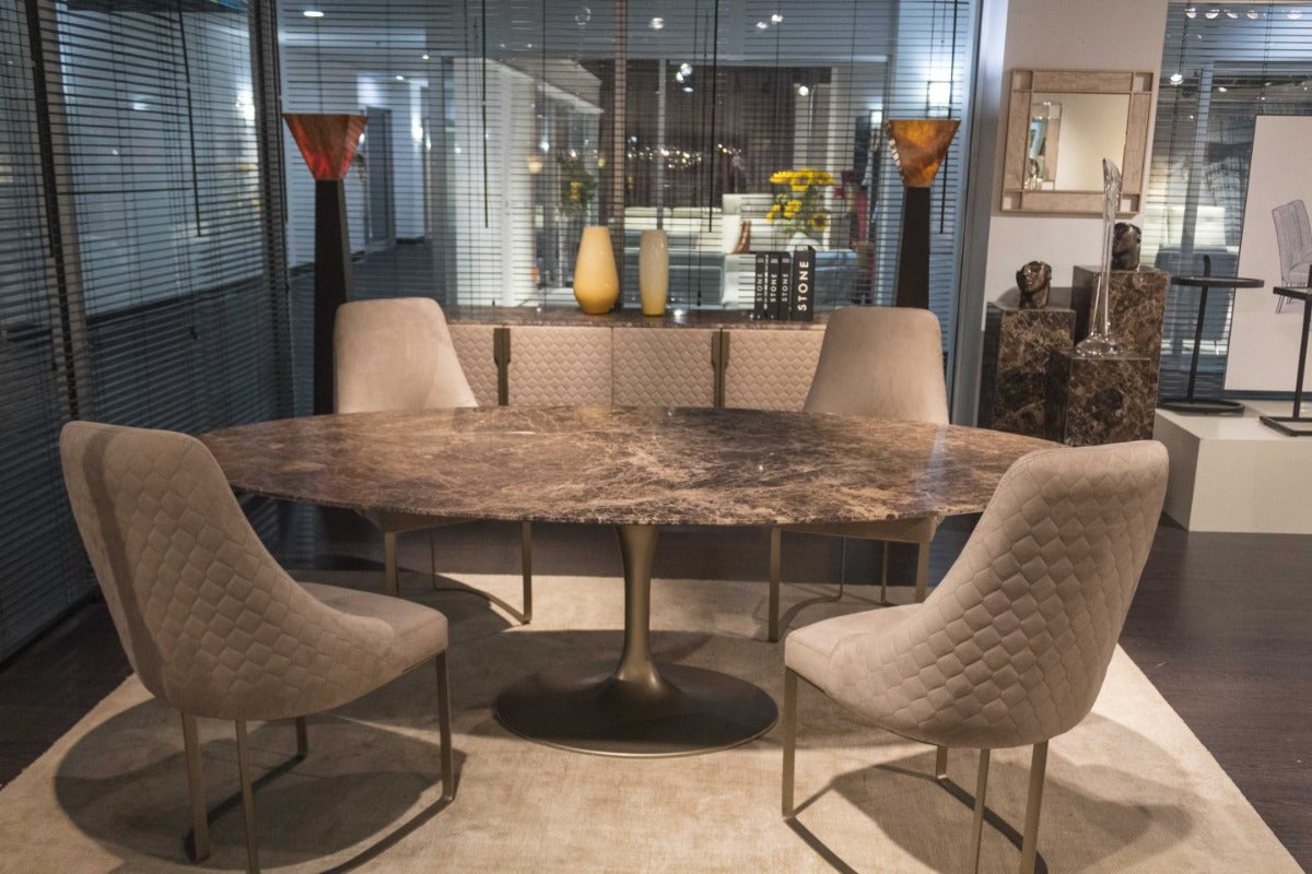 Stone International Flute Oval Dining Table
