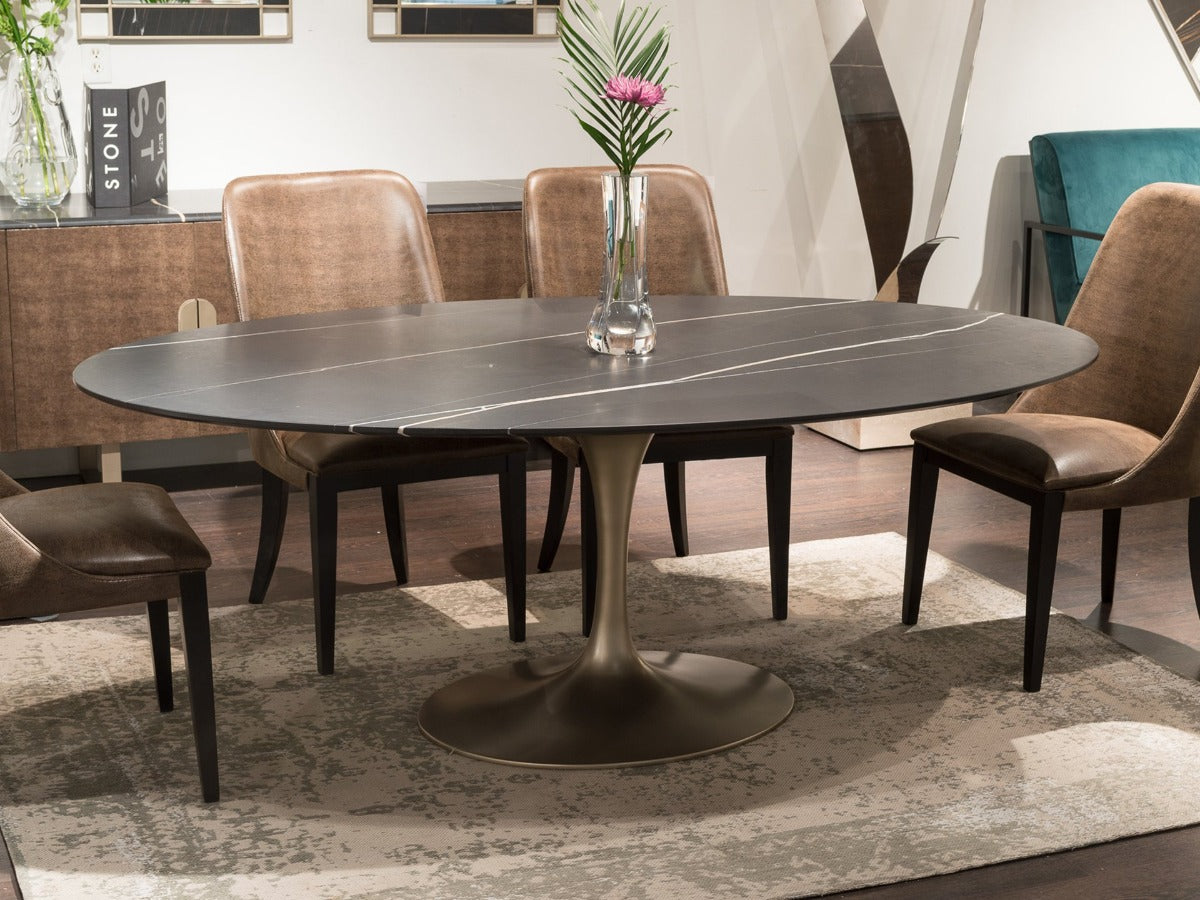Stone International Flute Oval Dining Table