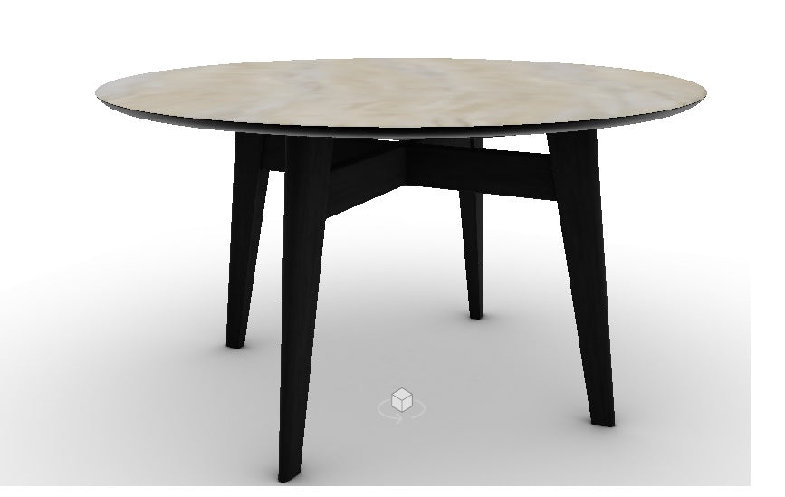 Calligaris Abrey 4127- FD140 table with round fixed top and wooden legs | Quick Ship