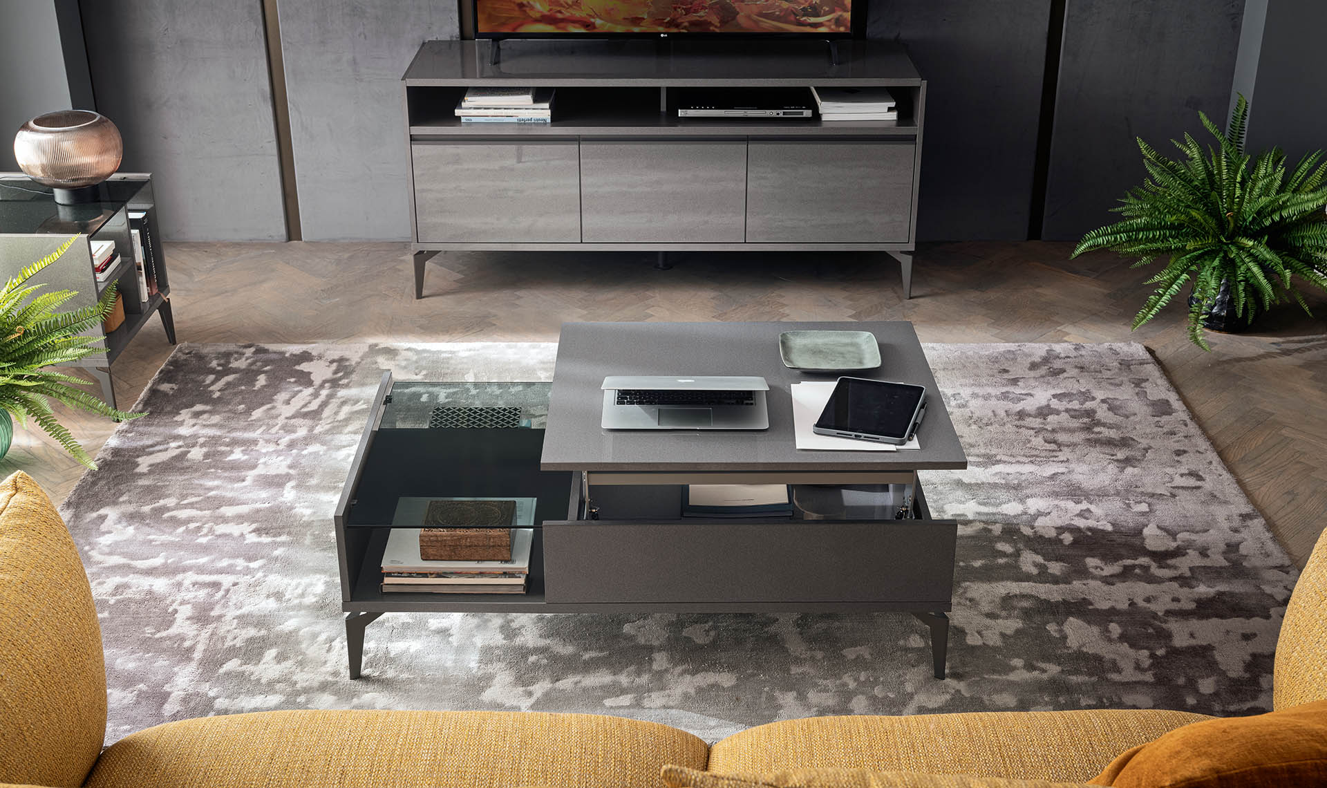 Graphite Rectangular Coffee Table with Lift Top | Delivery lead time 20 Weeks