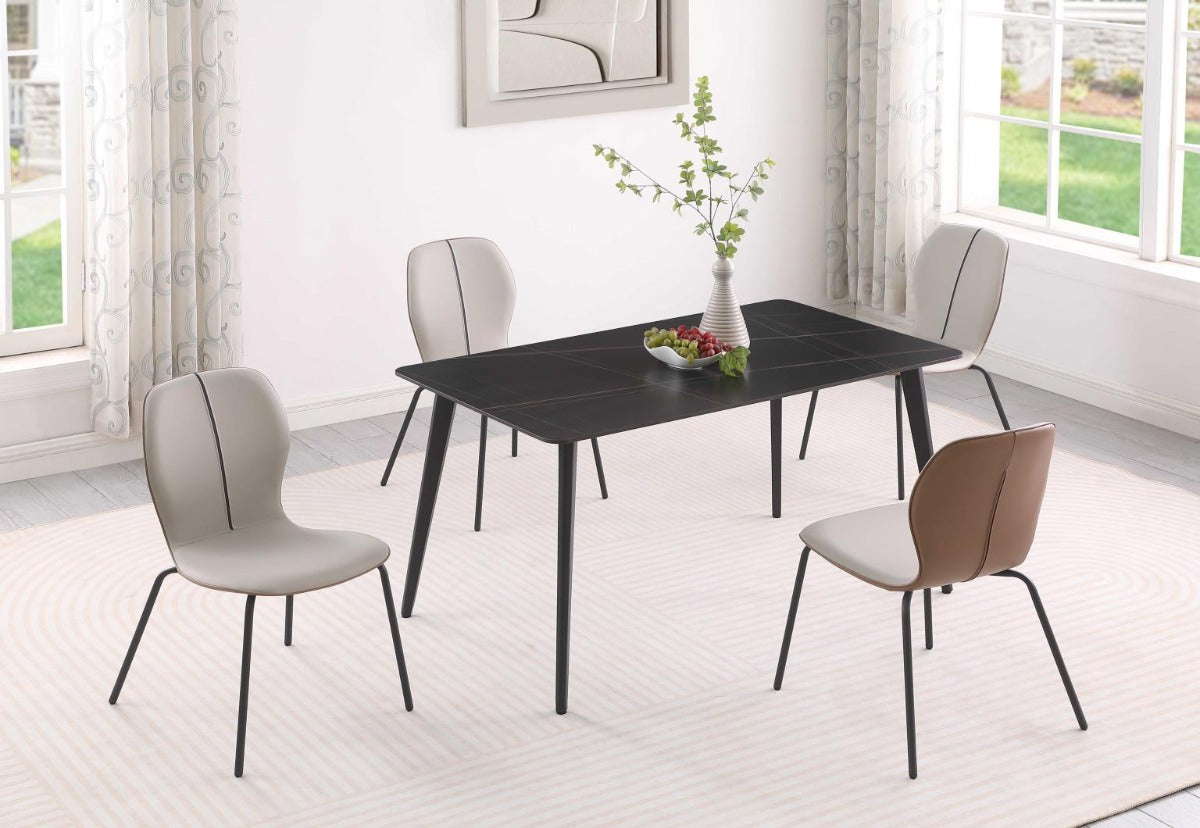 Chintaly Hannah Contemporary Dining Room Set with Sintered Stone Table & 2-Tone Chairs