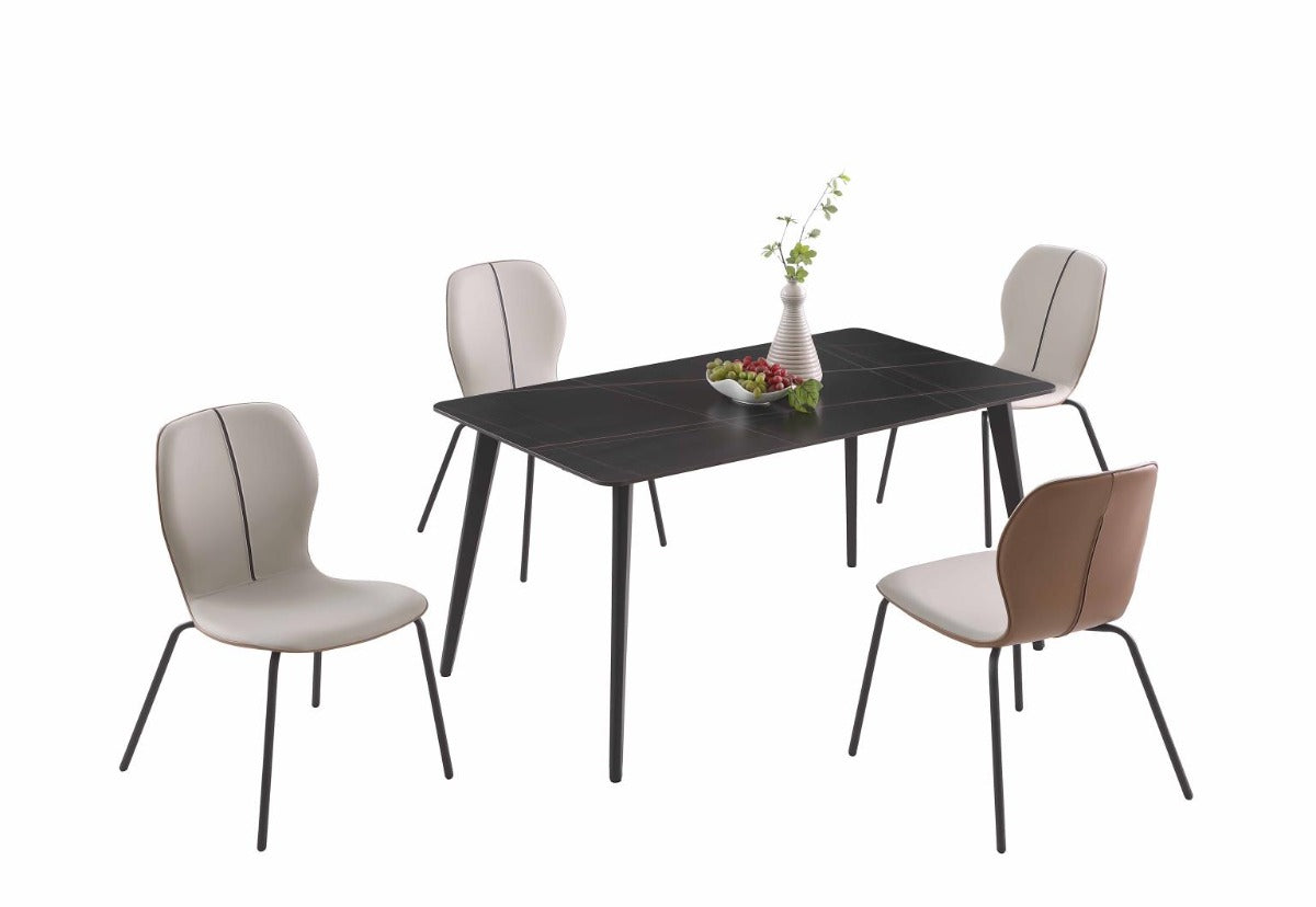 Chintaly Hannah Contemporary Dining Room Set with Sintered Stone Table & 2-Tone Chairs