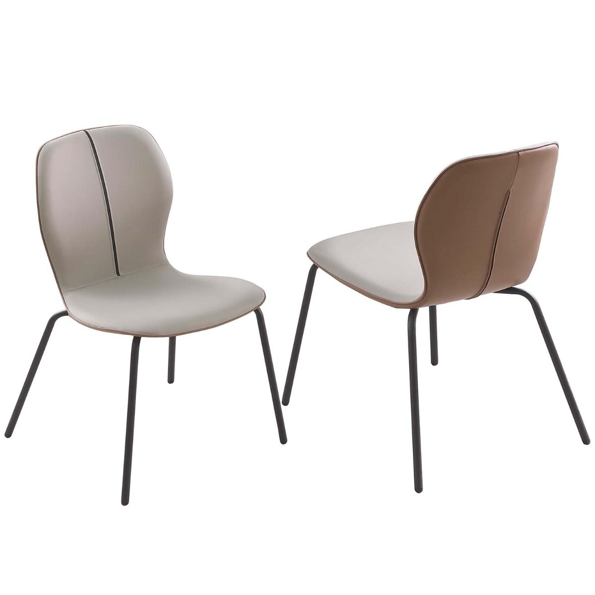 Chintaly Contemporary 2-Tone Side Chair with Steel Legs