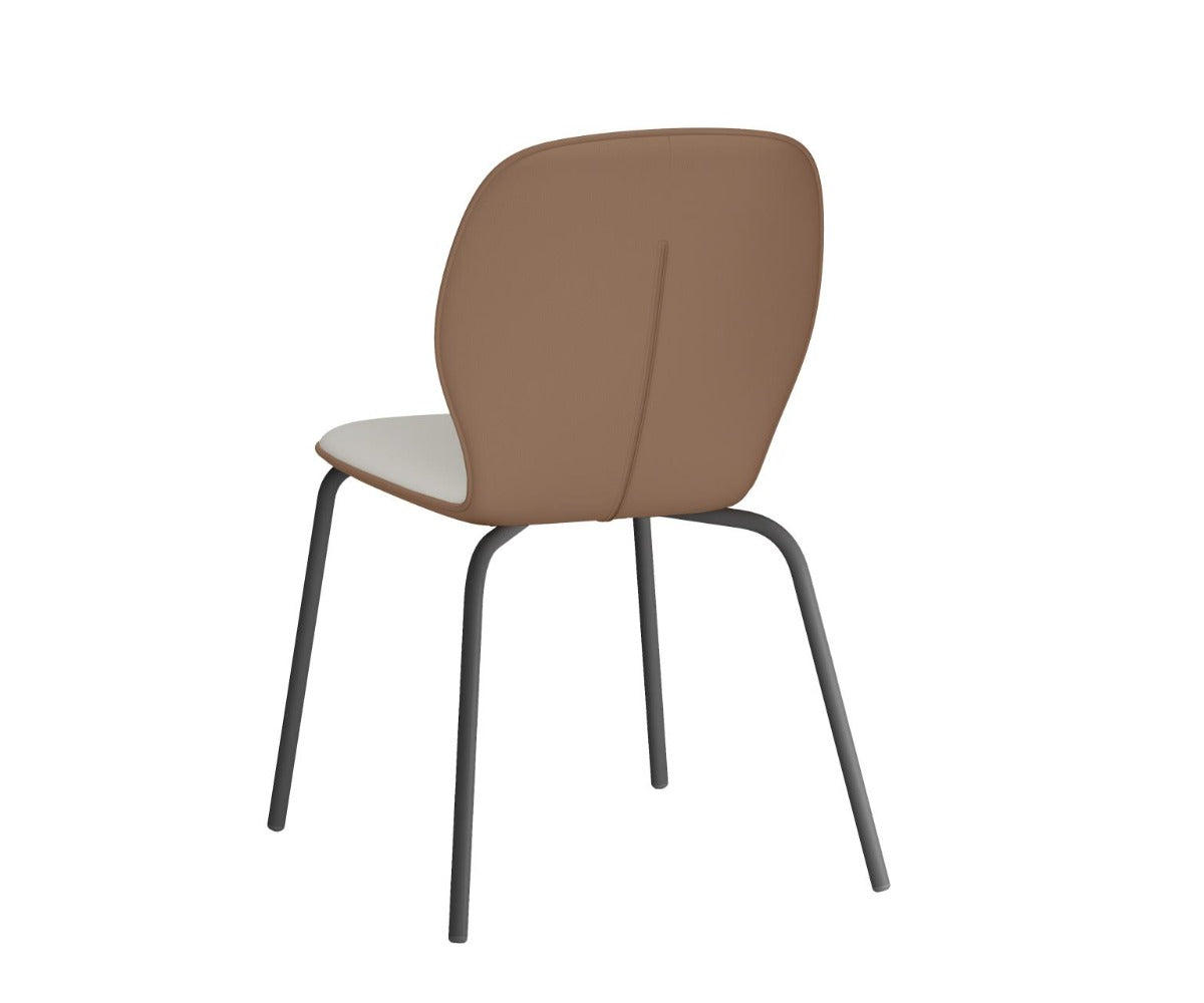 Chintaly Contemporary 2-Tone Side Chair with Steel Legs