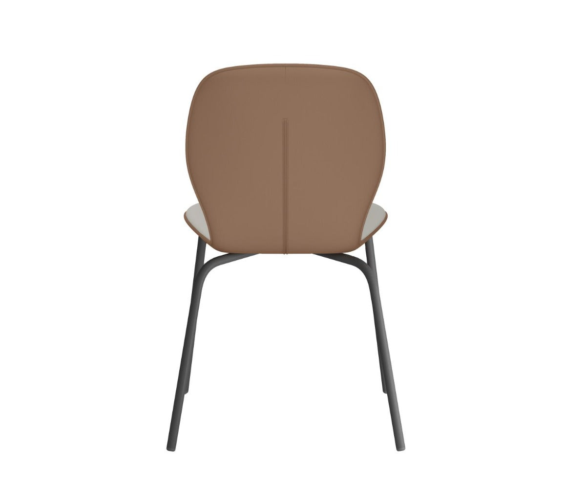 Chintaly Contemporary 2-Tone Side Chair with Steel Legs