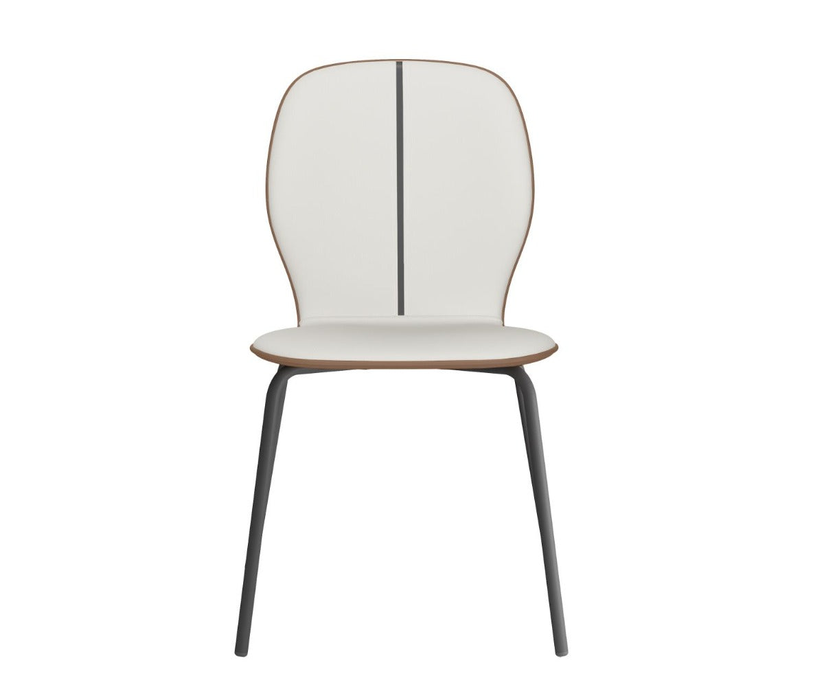 Chintaly Contemporary 2-Tone Side Chair with Steel Legs