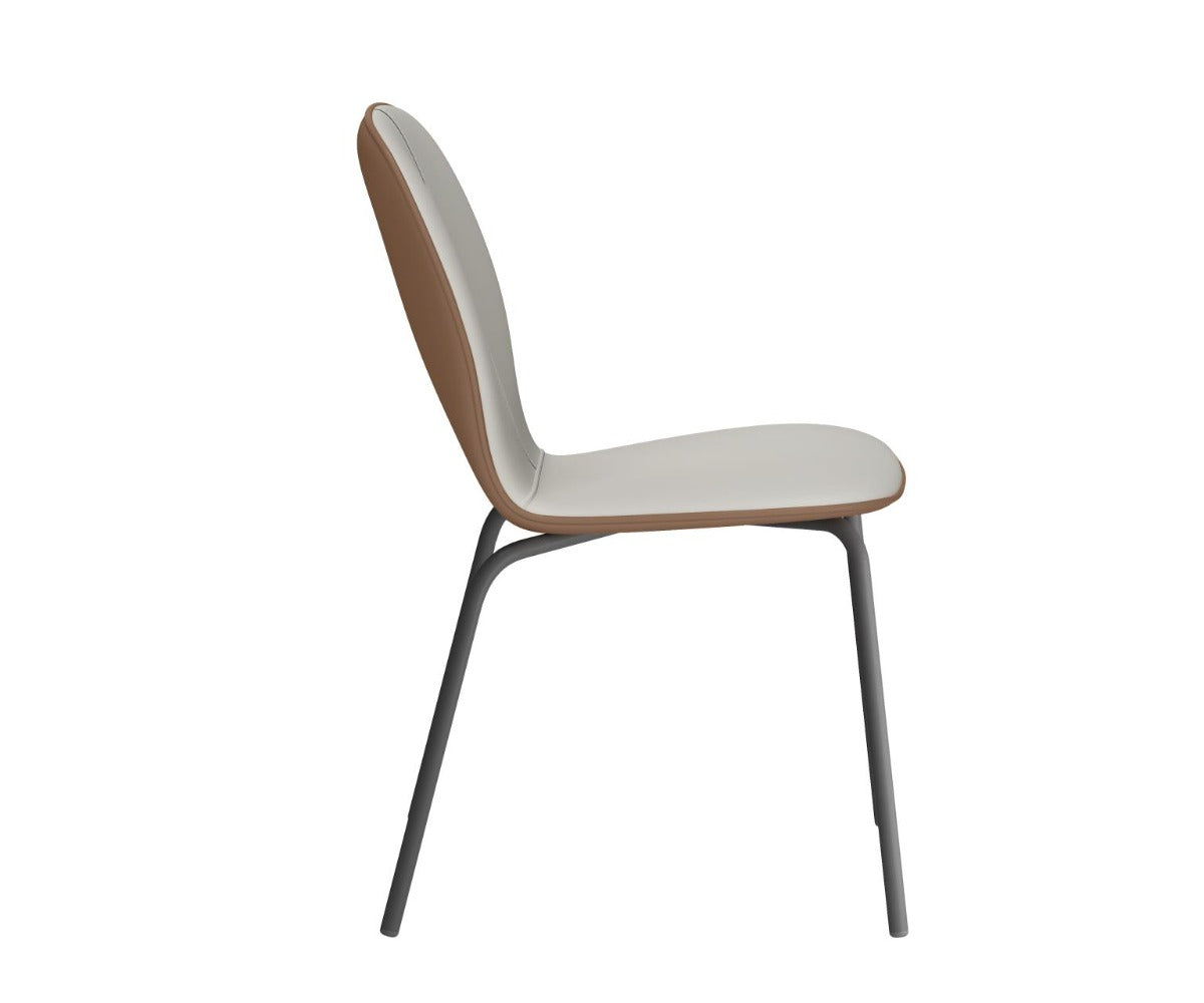 Chintaly Contemporary 2-Tone Side Chair with Steel Legs