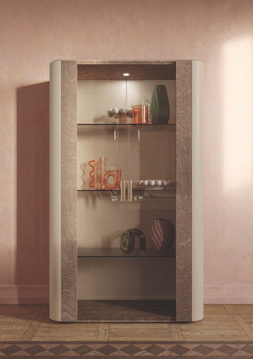 Hebe Modern 2-Door Curio by ALF Uno - Italian Display Cabinet with Glass Doors