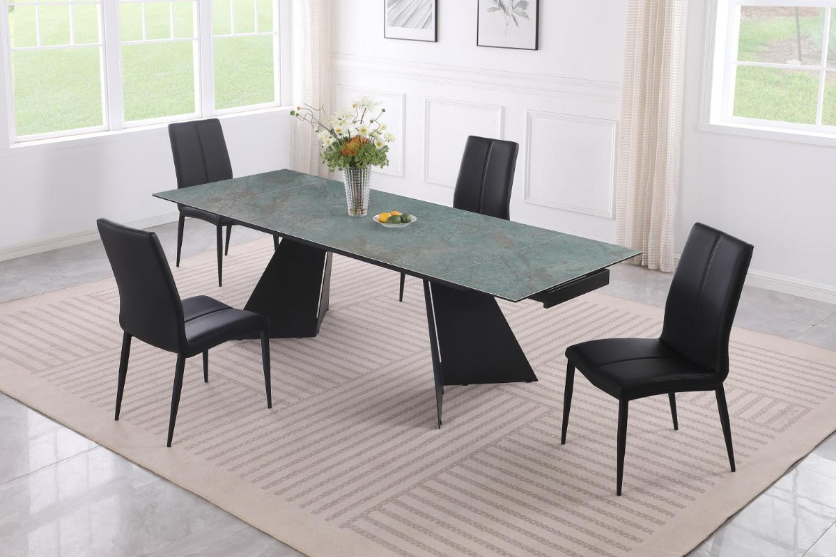 Chintaly Helen Extendable Dining Table with Ceramic Top & Steel Base