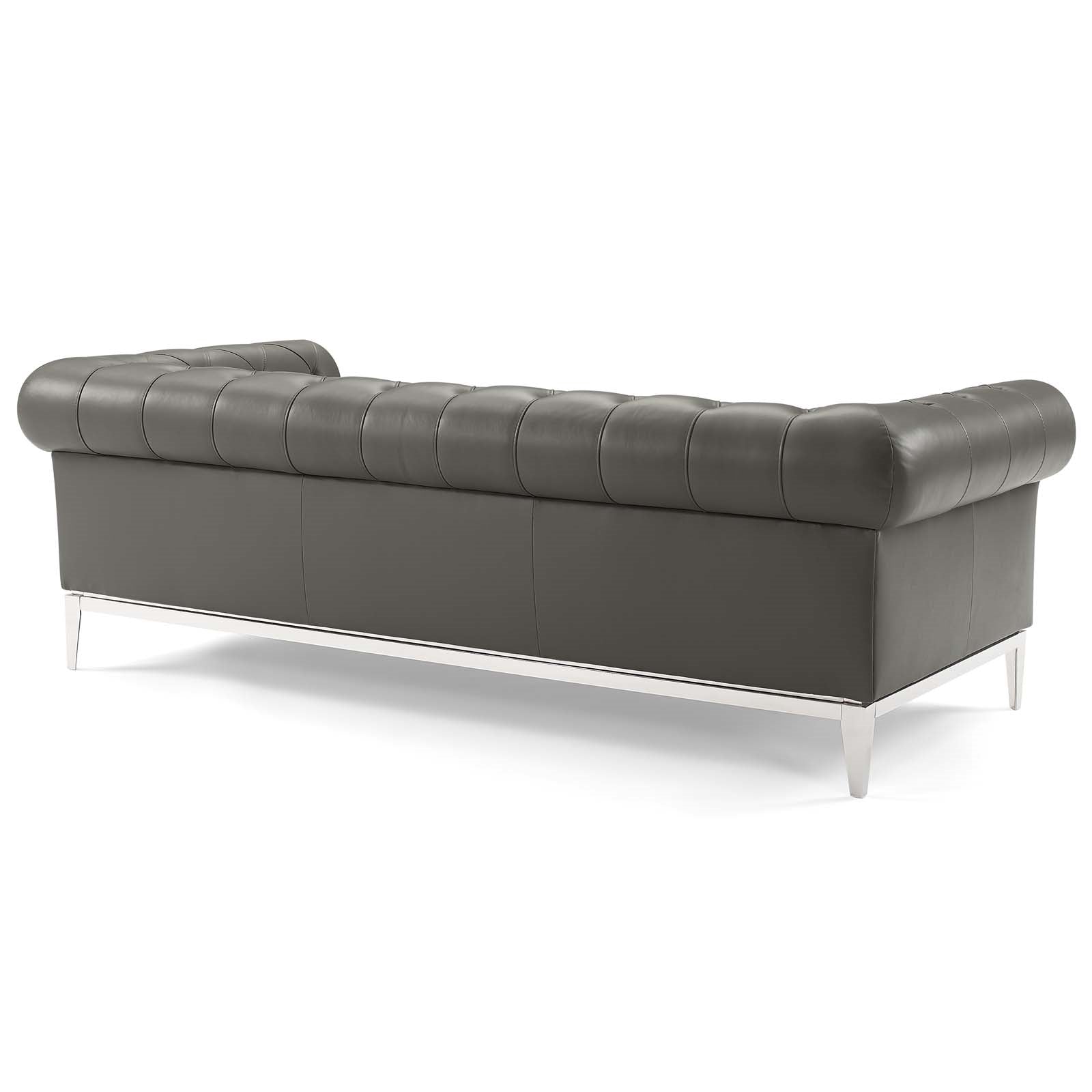 Modway Idyll Tufted Button Upholstered Leather Chesterfield Sofa
