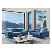 Lucca Fabric Living Room Set, Sofa and Loveseat, Cerulean Fabric HTL