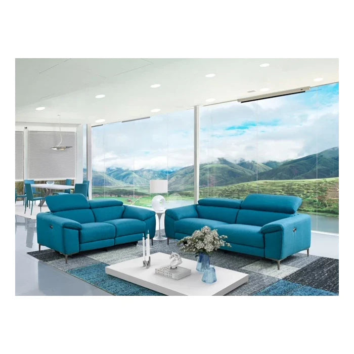 Lucca Fabric Living Room Set, Sofa and Loveseat | Turquois Fabric HTL