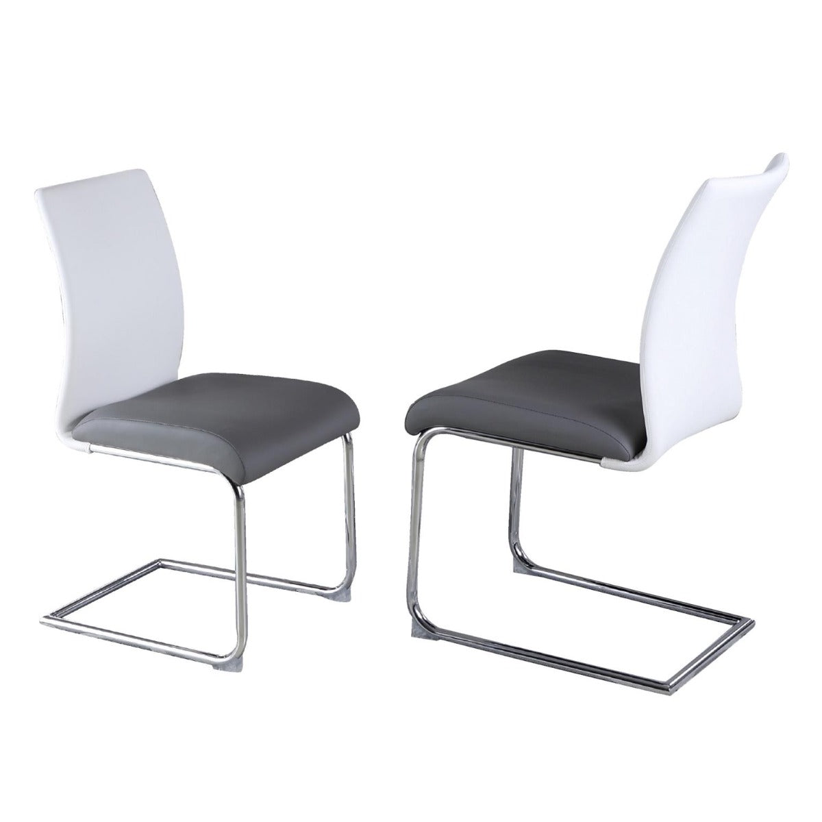 Chintaly Jane 5-Piece Dining Set with Contemporary Round Glass Table & Modern Contour-Back Chairs