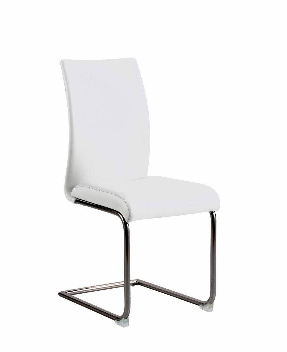 Chintaly Jane 5-Piece Dining Set with Contemporary Round Glass Table & Modern Contour-Back Chairs