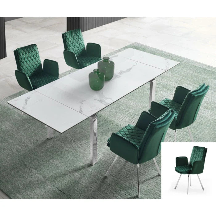 Jess Armchair in Green Velvet, Chrome Frame | Creative Furniture