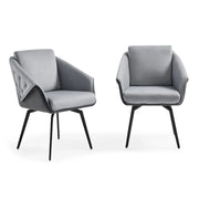 Jess Armchair in Light Gray Velvet, Black Frame