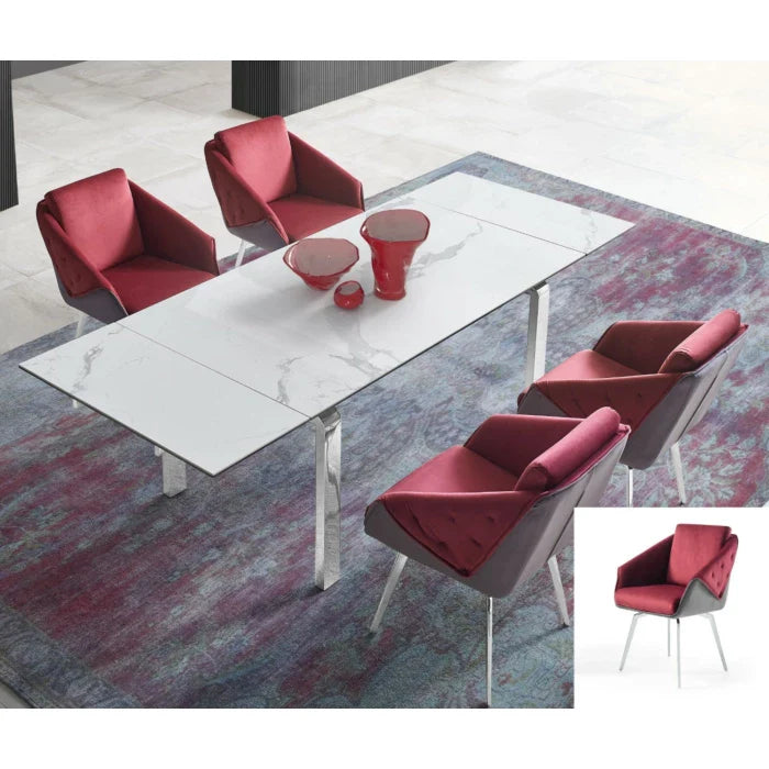 Jess Armchair in Bordeaux Velvet, Chrome Frame | Creative Furniture
