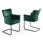 Loran Armchair, Green Velvet Fabric Upholstered, Black Frame