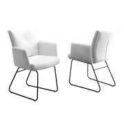 Cyprus Armchair, Upholstered with White Faux Leather, Black Frame| Creative Furniture
