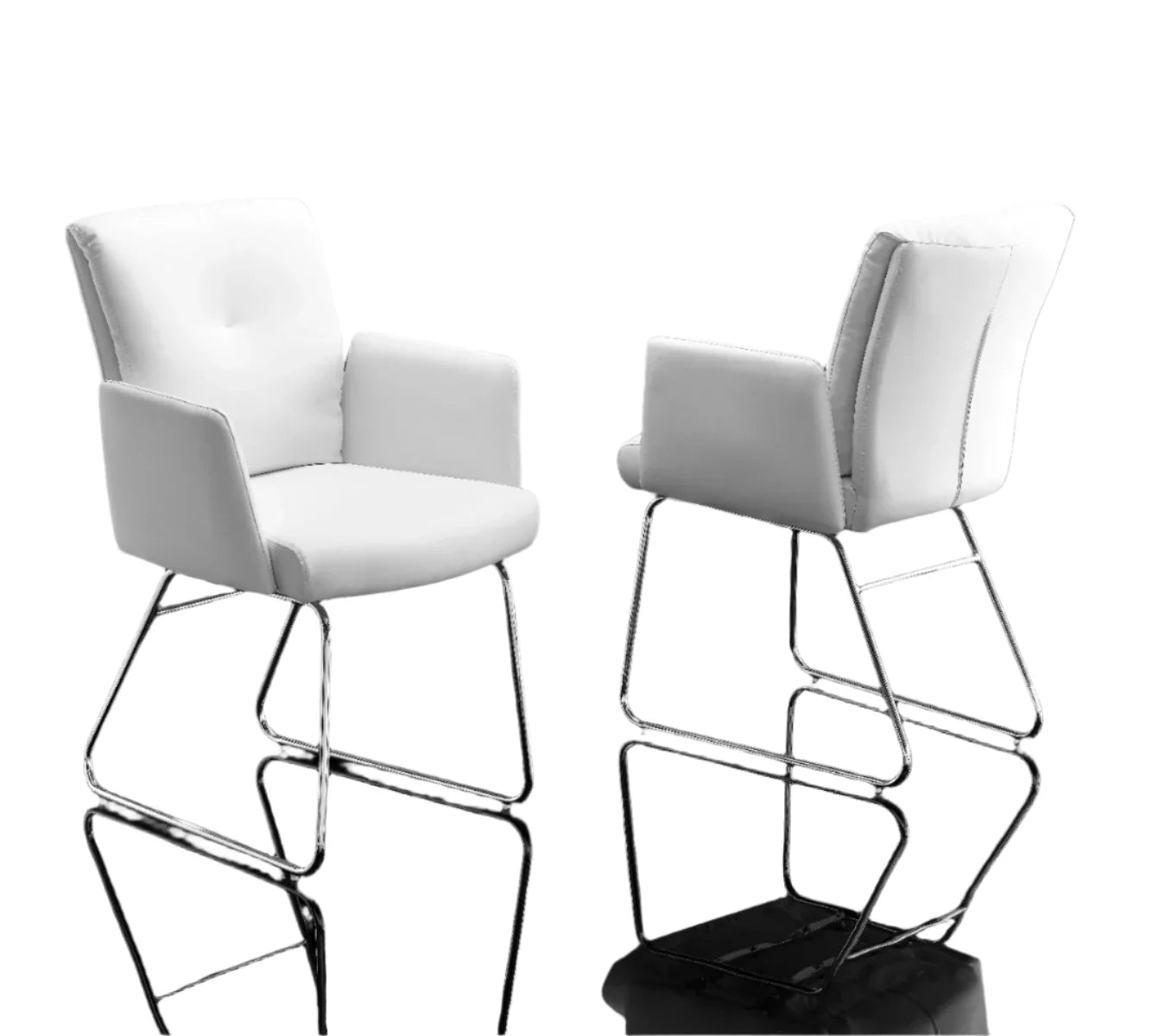 Cyprus Armchair, Upholstered with White Faux Leather, Chrome Frame| Creative Furniture