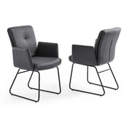 Cyprus Armchair, Upholstered with Gray Faux Leather, Black Frame
