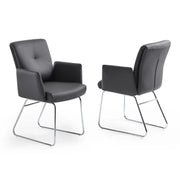 Cyprus Armchair, Upholstered with Gray Faux Leather, Chrome Frame| Creative Furniture