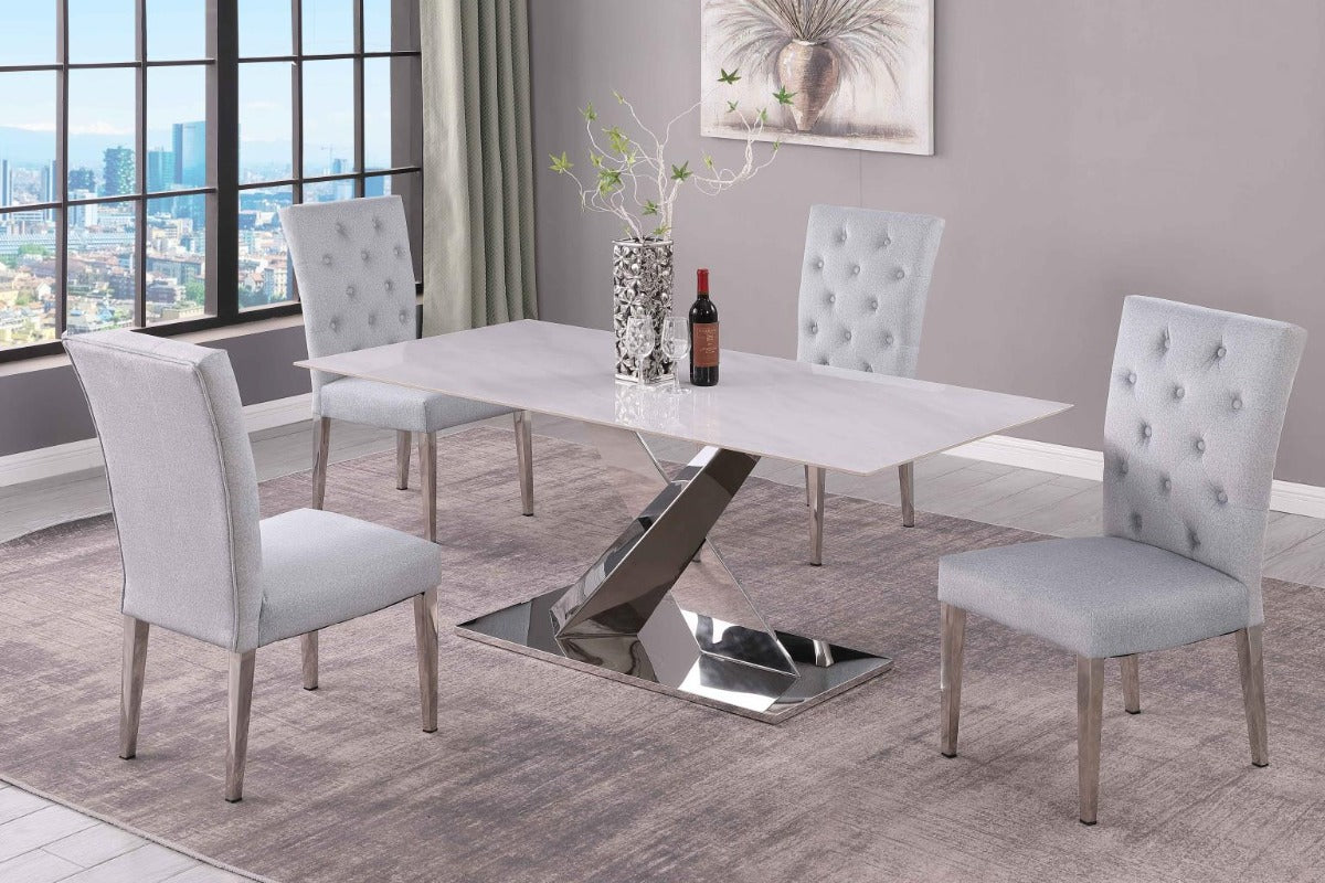 Chintaly Jennifer Sintered Stone Top Table with Steel Base