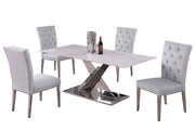 Chintaly Jennifer Dining Room Set with Sintered Stone Table & 4 Kerry Tufted Chairs
