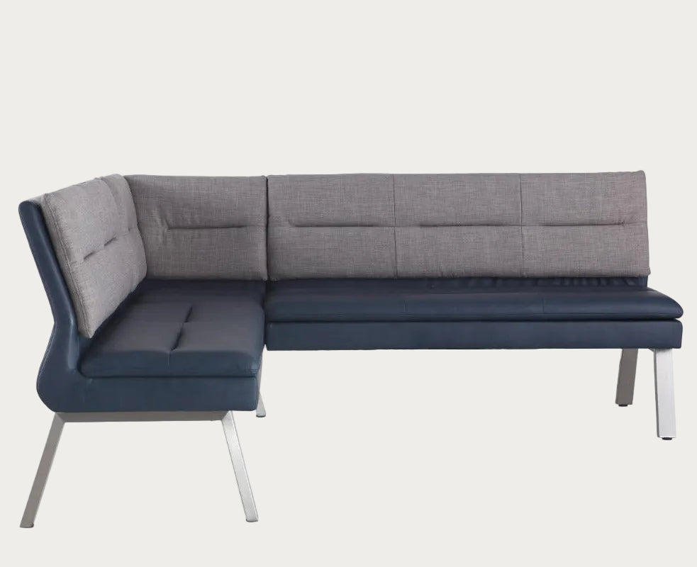 Jezebel nook with gray and blue cushions 