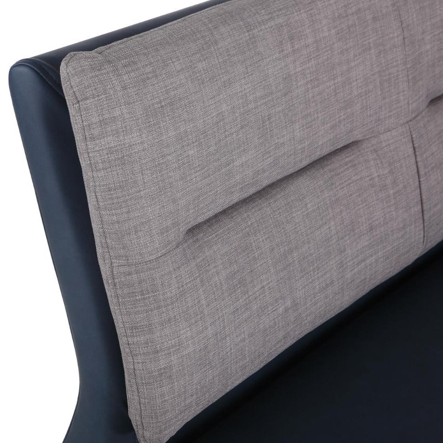 Jezebel gray upholstered headboard on a white background