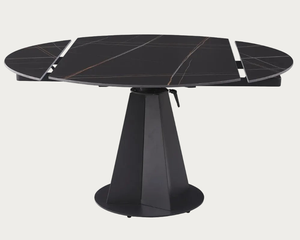 Jocelyn black extendable round table with a modern design