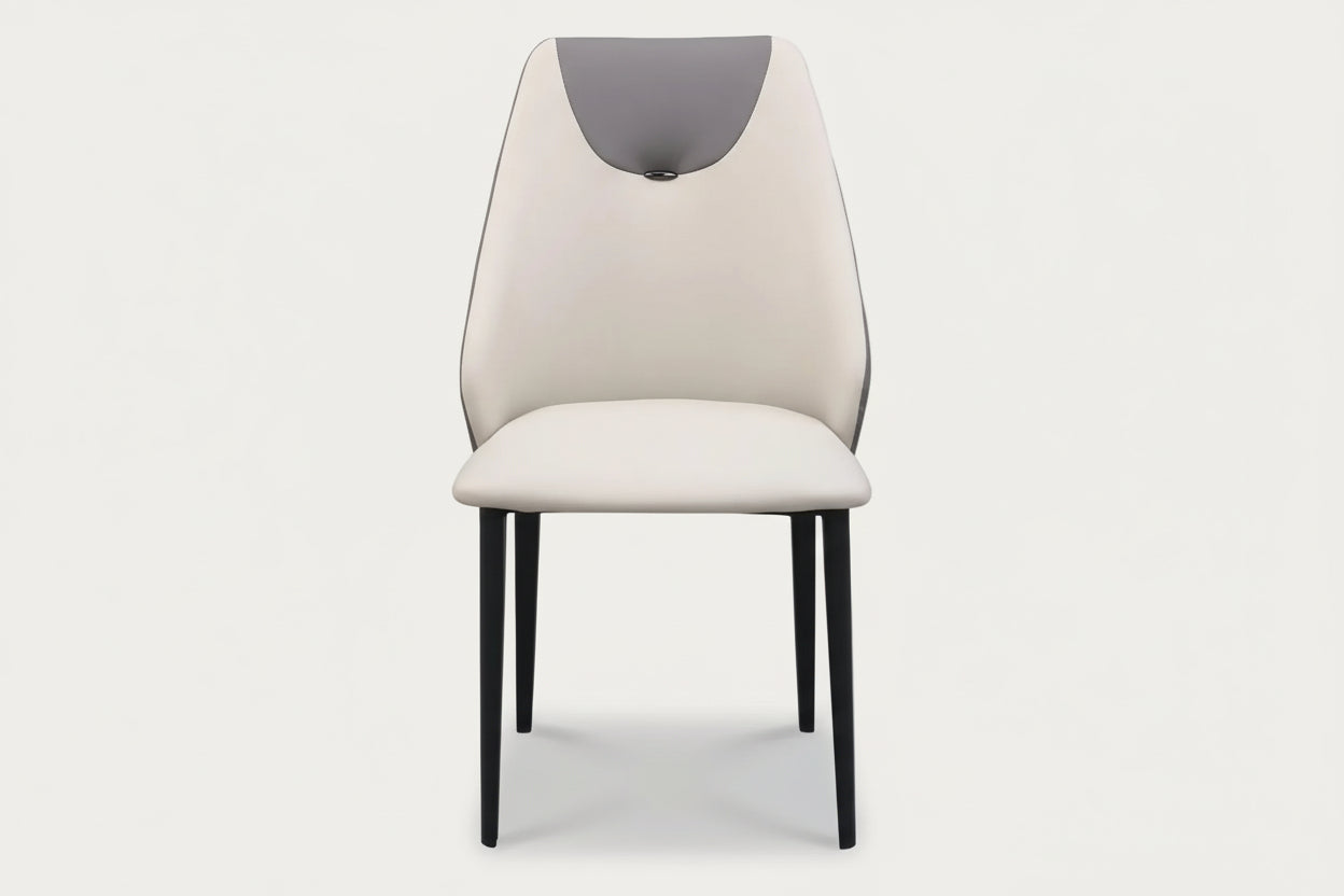 Jocelyn modern chair with beige seat and backrest on a white background