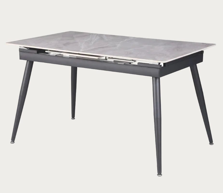 Judith dining table with marble-like top and black legs
