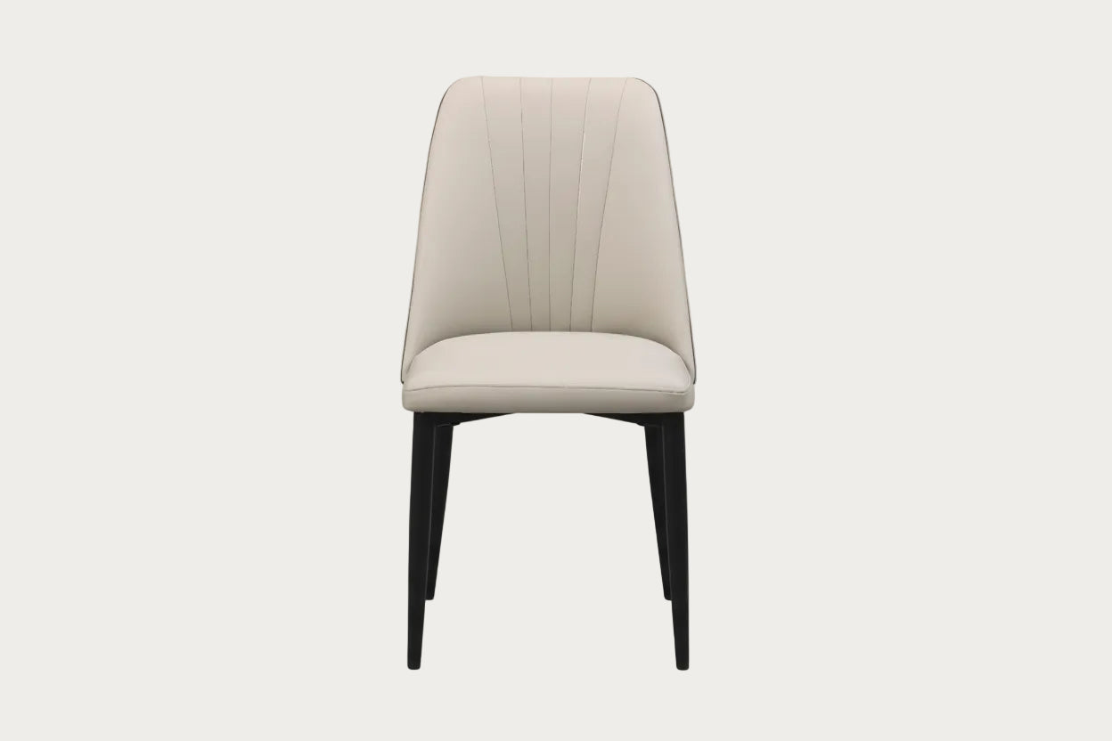 Judith beige side chair with black legs 