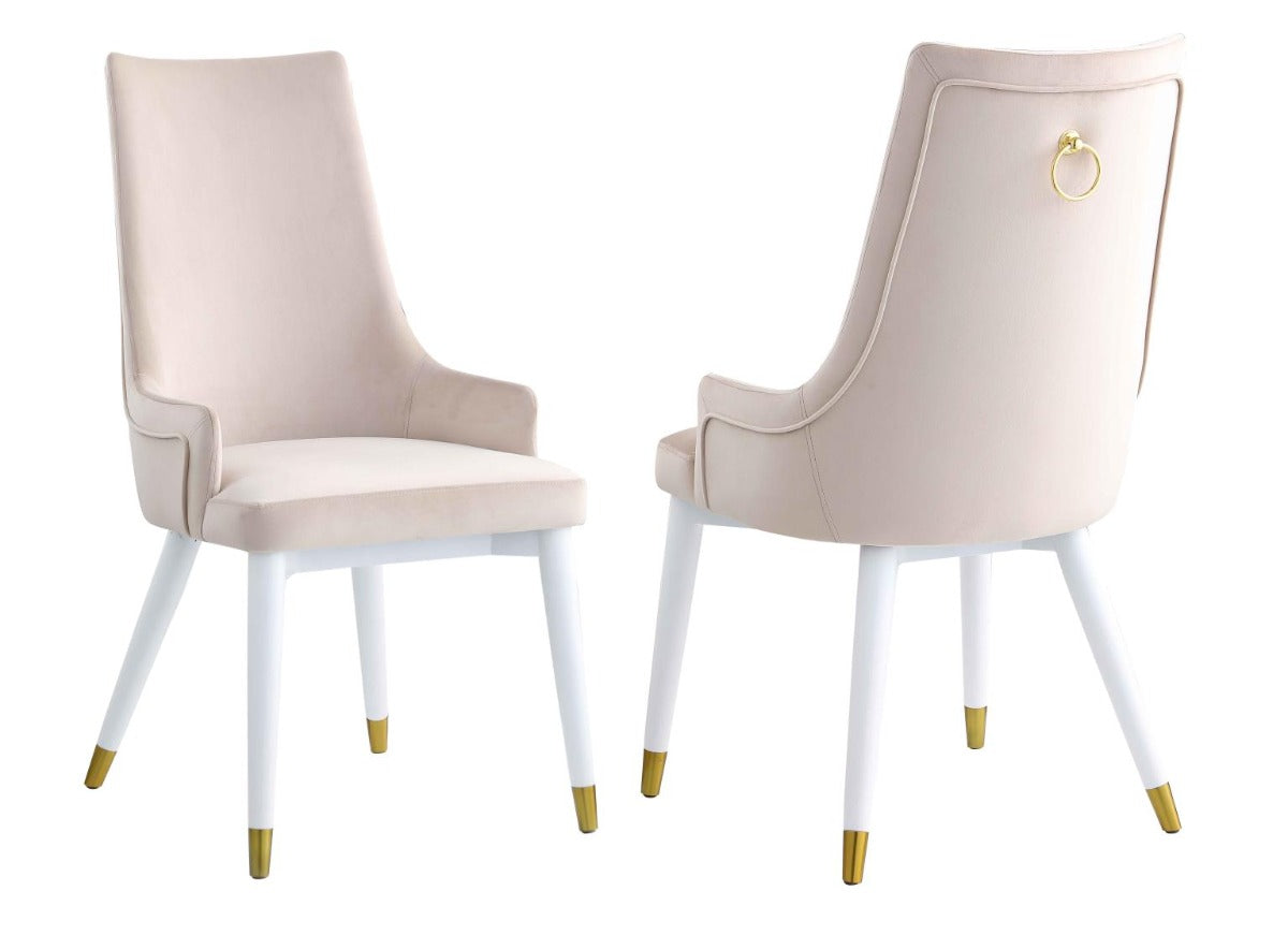 Chintaly Khloe Dining Set with Sintered Stone Wooden, and Golden Table with 4 Wooden Legged Side Chairs