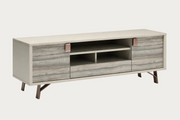 Jupiter wooden TV stand with a light finish on a white background.