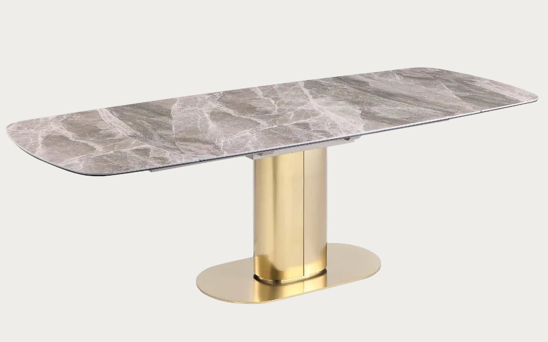 Karla dining table with marble top and gold base