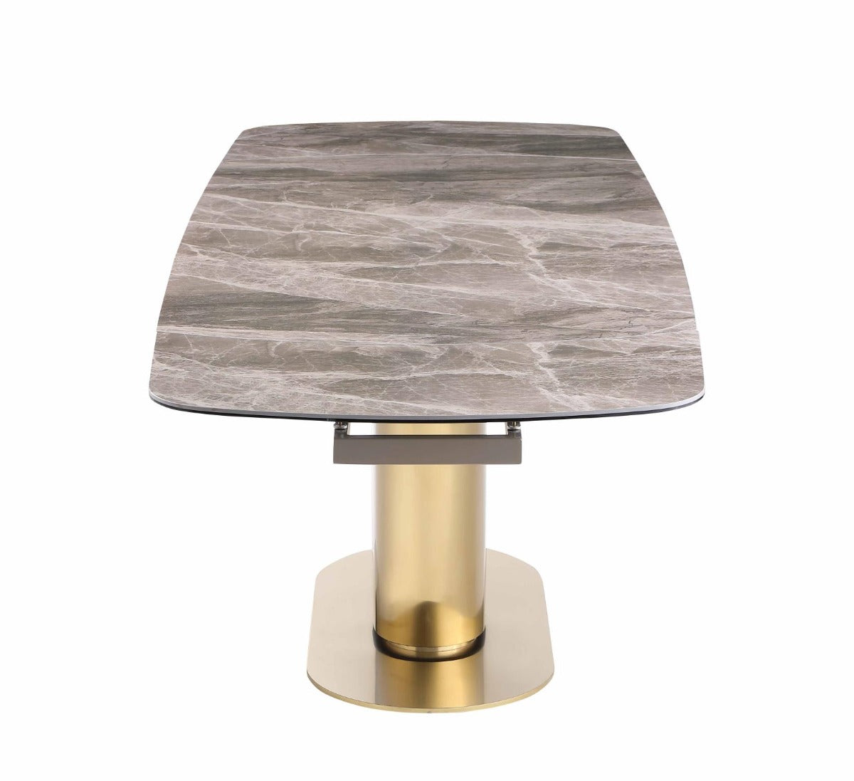 Chintaly Karla Extendable Marbleized Ceramic Top Dining Table with Steel Base