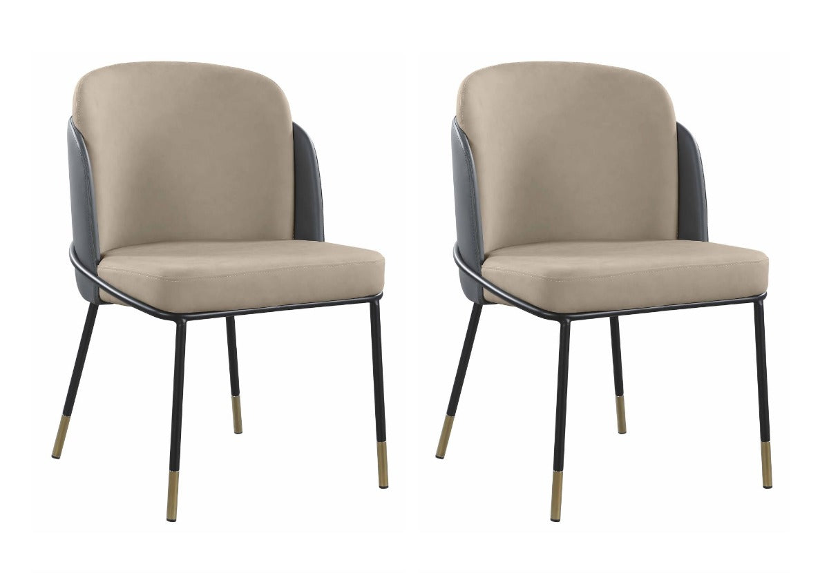 Chintaly Karla Katherine 5-Piece Dining Set with Extendable Marbleized Ceramic Table & 2Tone Chairs with Golden Accents